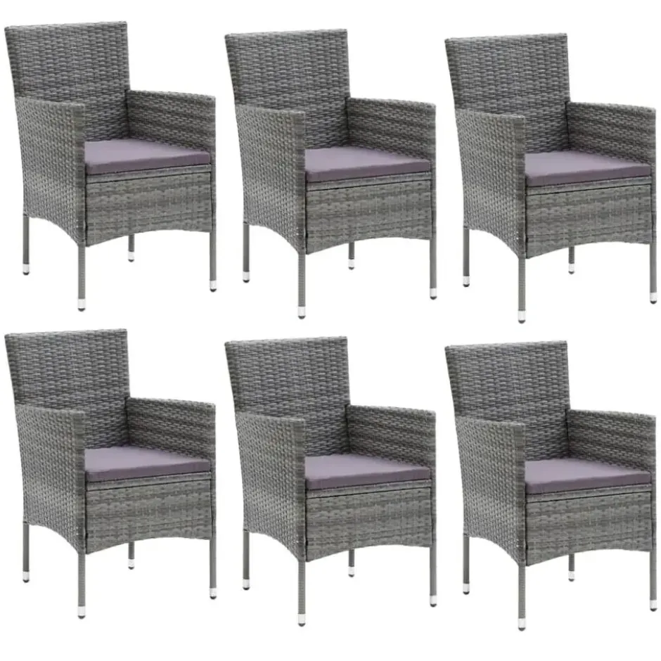 vidaXL - 7-delige Tuinset met kussens - Grijs - Poly rattan en HKC - 185x90 cm