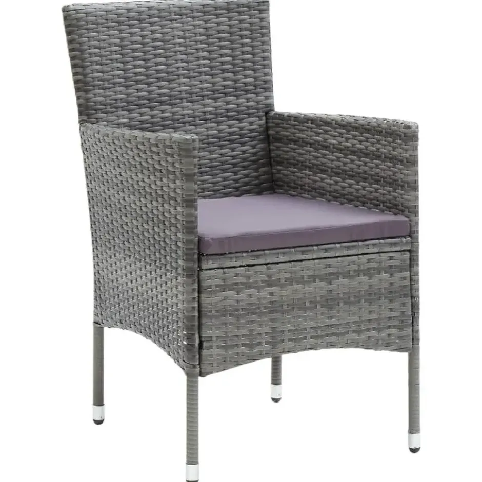 vidaXL - 7-delige Tuinset met kussens - Grijs - Poly rattan en HKC - 185x90 cm