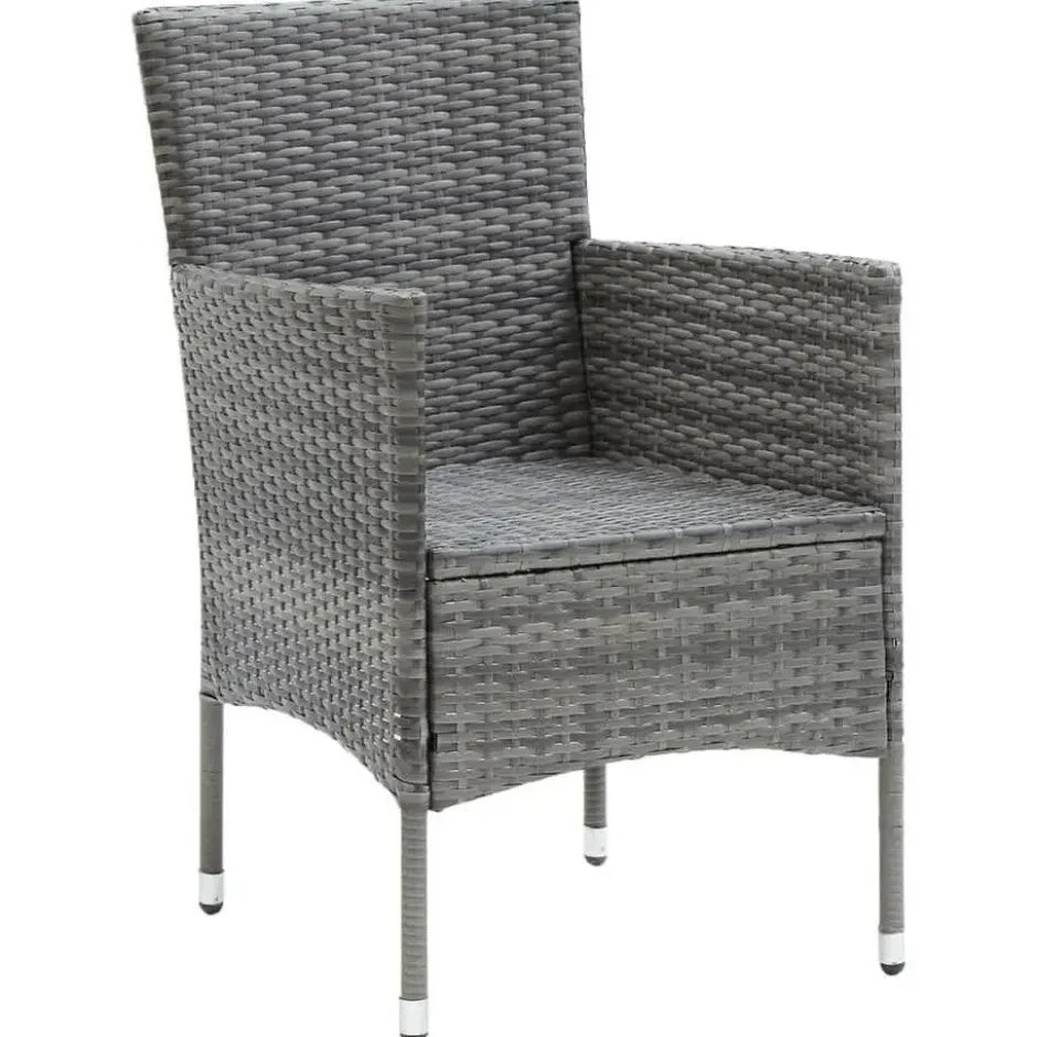 vidaXL - 7-delige Tuinset met kussens - Grijs - Poly rattan en HKC - 185x90 cm