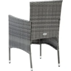 vidaXL - 7-delige Tuinset met kussens - Grijs - Poly rattan en HKC - 185x90 cm