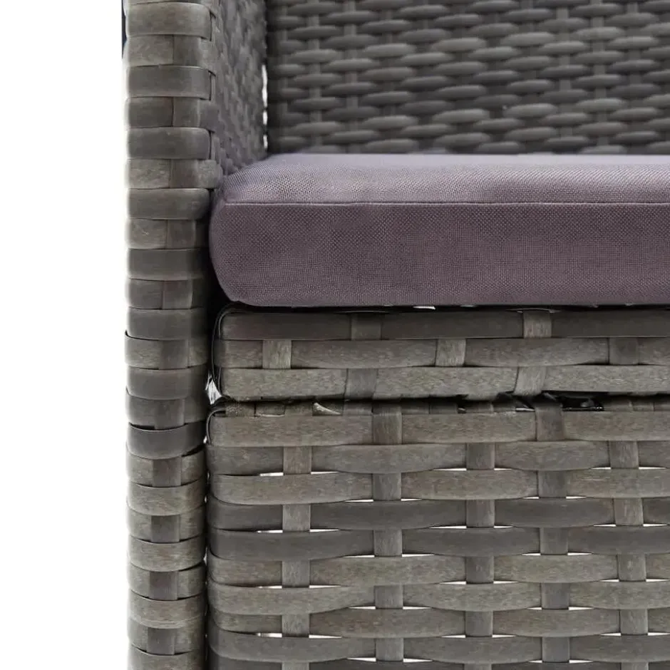 vidaXL - 7-delige Tuinset met kussens - Grijs - Poly rattan en HKC - 185x90 cm