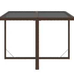 vidaXL - 5-delige Tuinset wit kussens - Bruin poly rattan en glas - 109x107 cm