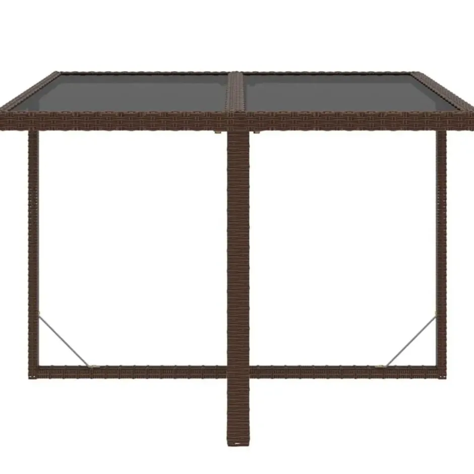 vidaXL - 5-delige Tuinset wit kussens - Bruin poly rattan en glas - 109x107 cm