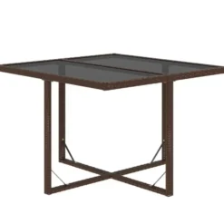 vidaXL - 5-delige Tuinset wit kussens - Bruin poly rattan en glas - 109x107 cm