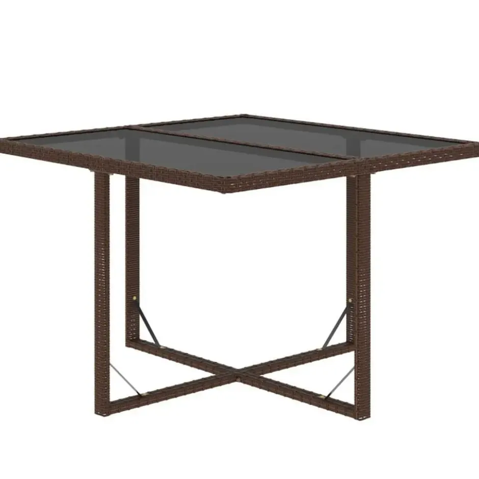 vidaXL - 5-delige Tuinset wit kussens - Bruin poly rattan en glas - 109x107 cm