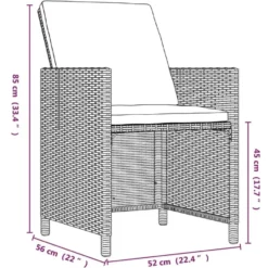 vidaXL - 5-delige Tuinset wit kussens - Bruin poly rattan en glas - 109x107 cm