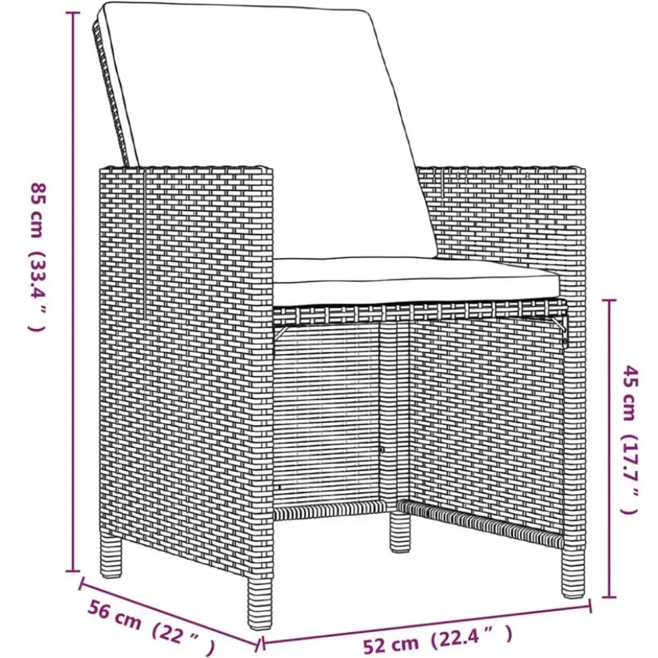 vidaXL - 5-delige Tuinset wit kussens - Bruin poly rattan en glas - 109x107 cm