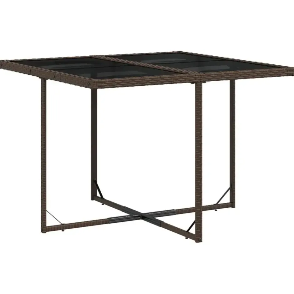 vidaXL - 5-delige Tuinset wit kussens - Bruin - PE rattan en staal - 110x106 cm