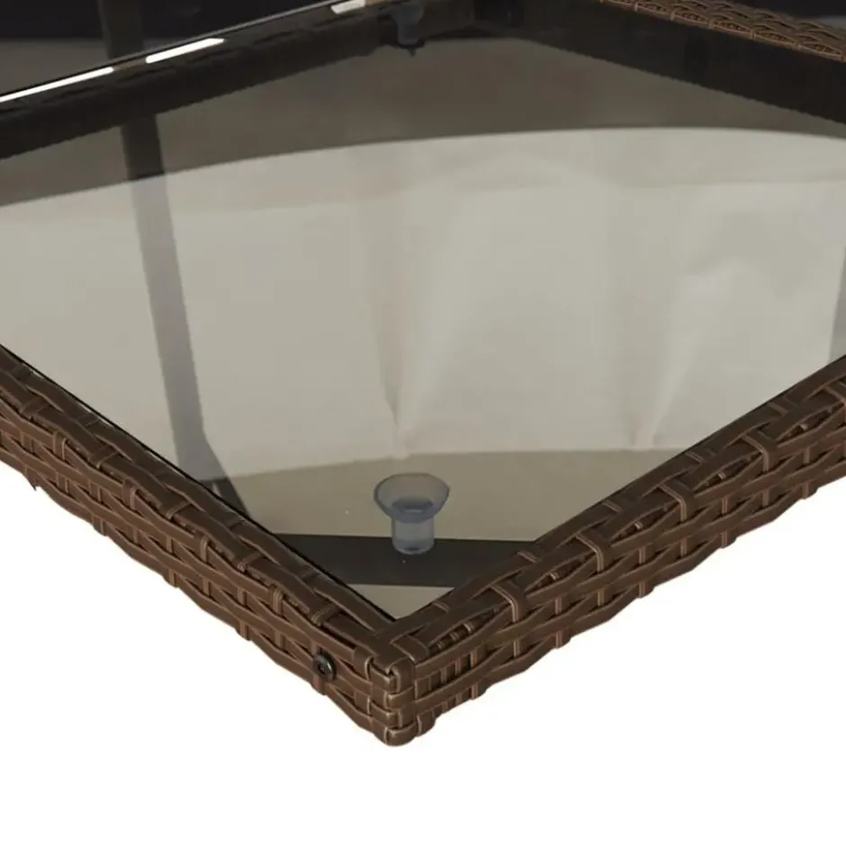 vidaXL - 5-delige Tuinset wit kussens - Bruin - PE rattan en staal - 110x106 cm