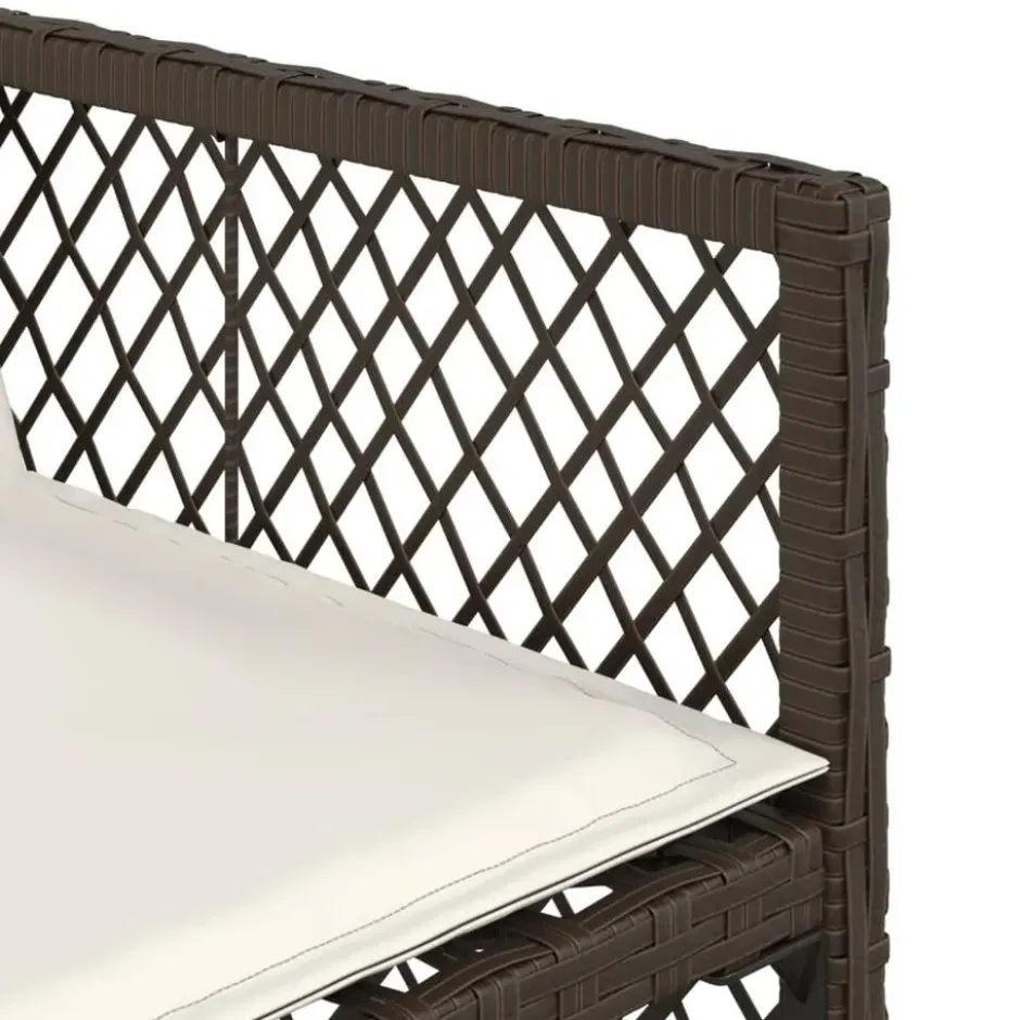 vidaXL - 5-delige Tuinset wit kussens - Bruin - PE rattan en staal - 110x106 cm