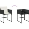 vidaXL - 5-delige Tuinset wit kussens - Zwart - PE rattan en hout - 110x106 cm