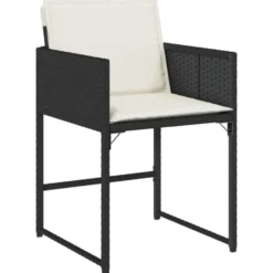 vidaXL - 5-delige Tuinset wit kussens - Zwart - PE rattan en hout - 110x106 cm