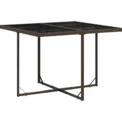 vidaXL - 5-delige Tuinset wit kussens - Bruin poly rattan en staal - 110x106 cm