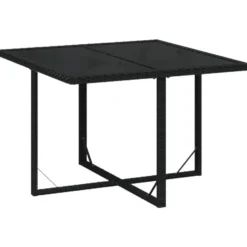 vidaXL - 5-delige Tuinset wit kussens - Zwart poly rattan en glas - 109x107 cm