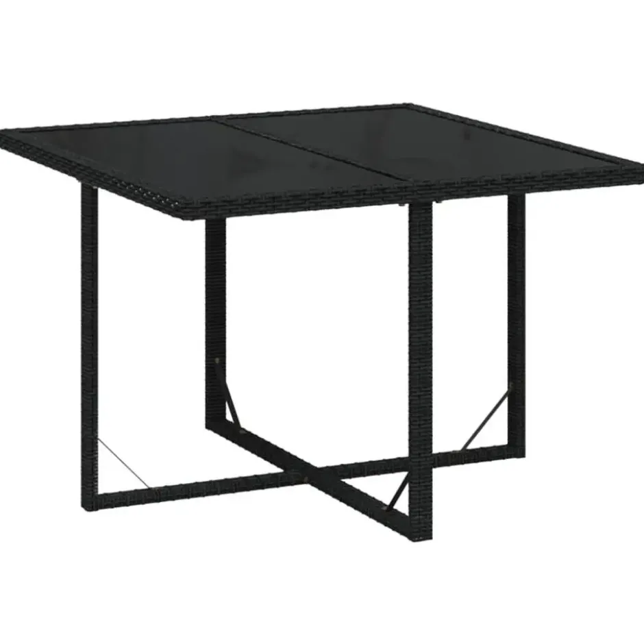 vidaXL - 5-delige Tuinset wit kussens - Zwart poly rattan en glas - 109x107 cm