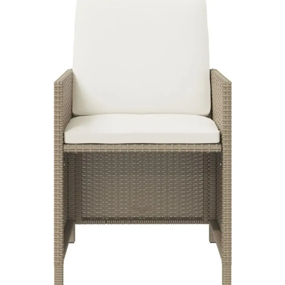 vidaXL - 5-delige Tuinset wit kussens - Beige poly rattan en glas - 109x107 cm