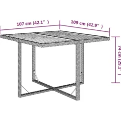 vidaXL - 5-delige Tuinset wit kussens - Beige poly rattan en glas - 109x107 cm