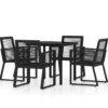 vidaXL - 5-delige Tuinset - Zwart PVC rattan en staal - 80x80 cm