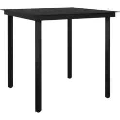 vidaXL - 5-delige Tuinset - Zwart PVC rattan en staal - 80x80 cm