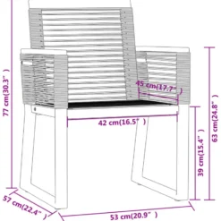vidaXL - 5-delige Tuinset - Zwart PVC rattan en staal - 80x80 cm