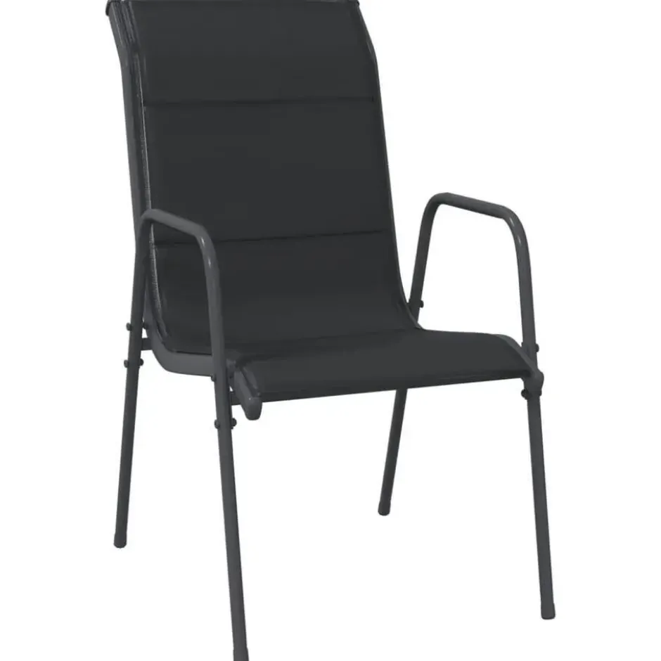 vidaXL - 7-delige Tuinset - Zwart - Textileen met voering en staal - 140x70 cm