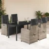 vidaXL - 5-delige verstelbare Tuinset - 2+2+1 - Grijs - PE rattan - 160x80 cm