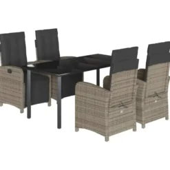 vidaXL - 5-delige verstelbare Tuinset - 2+2+1 - Grijs - PE rattan - 160x80 cm