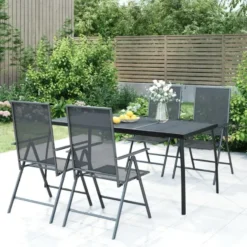 vidaXL - 5-delige verstelbare Tuinset - Antracietkleurig - Staal - 165x80 cm