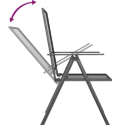 vidaXL - 5-delige verstelbare Tuinset - Antracietkleurig - Staal - 165x80 cm