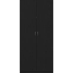 vidaXL - 2-deurs Kledingkast - Bewerkt hout - Zwart - 90x52x200 cm