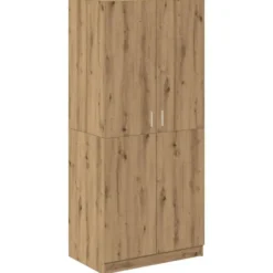 vidaXL - 2-deurs Kledingkast - Bewerkt hout - Artisanaal eiken - 90x52x200 cm