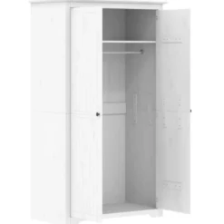 vidaXL - 2-deurs Kledingkast BODO - Massief grenenhout - Wit - 99x53.5x173 cm