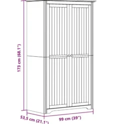 vidaXL - 2-deurs Kledingkast BODO - Massief grenenhout - Wit - 99x53.5x173 cm