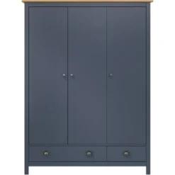 vidaXL - 3-deurs Kledingkast Hill - Massief grenenhout - Grijs - 127x50x170 cm