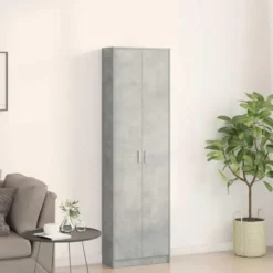 vidaXL - 2-deurs Kledingkast met planken - Hout - Betongrijs - 55x25x189 cm