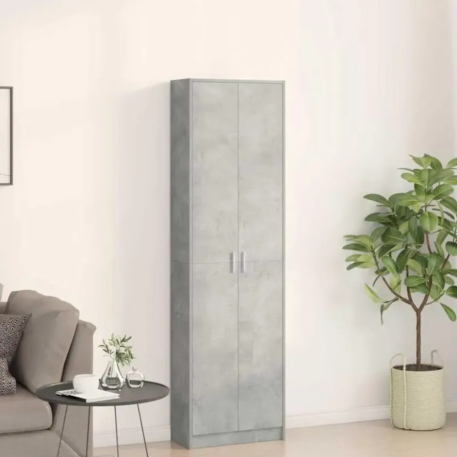 vidaXL - 2-deurs Kledingkast met planken - Hout - Betongrijs - 55x25x189 cm