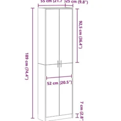 vidaXL - 2-deurs Kledingkast met planken - Hout - Zwart eiken - 55x25x189 cm