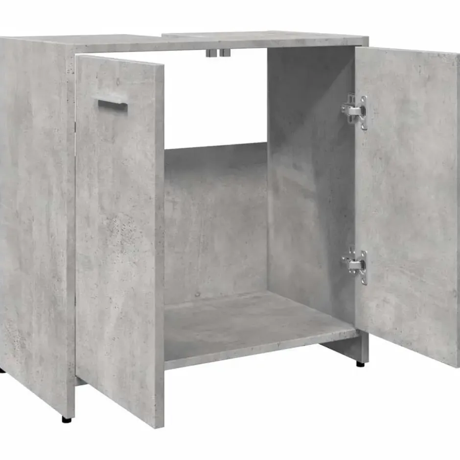 vidaXL - 2-deurs Wastafelonderkast - Betongrijs - Bewerkt hout - 60x33x60 cm