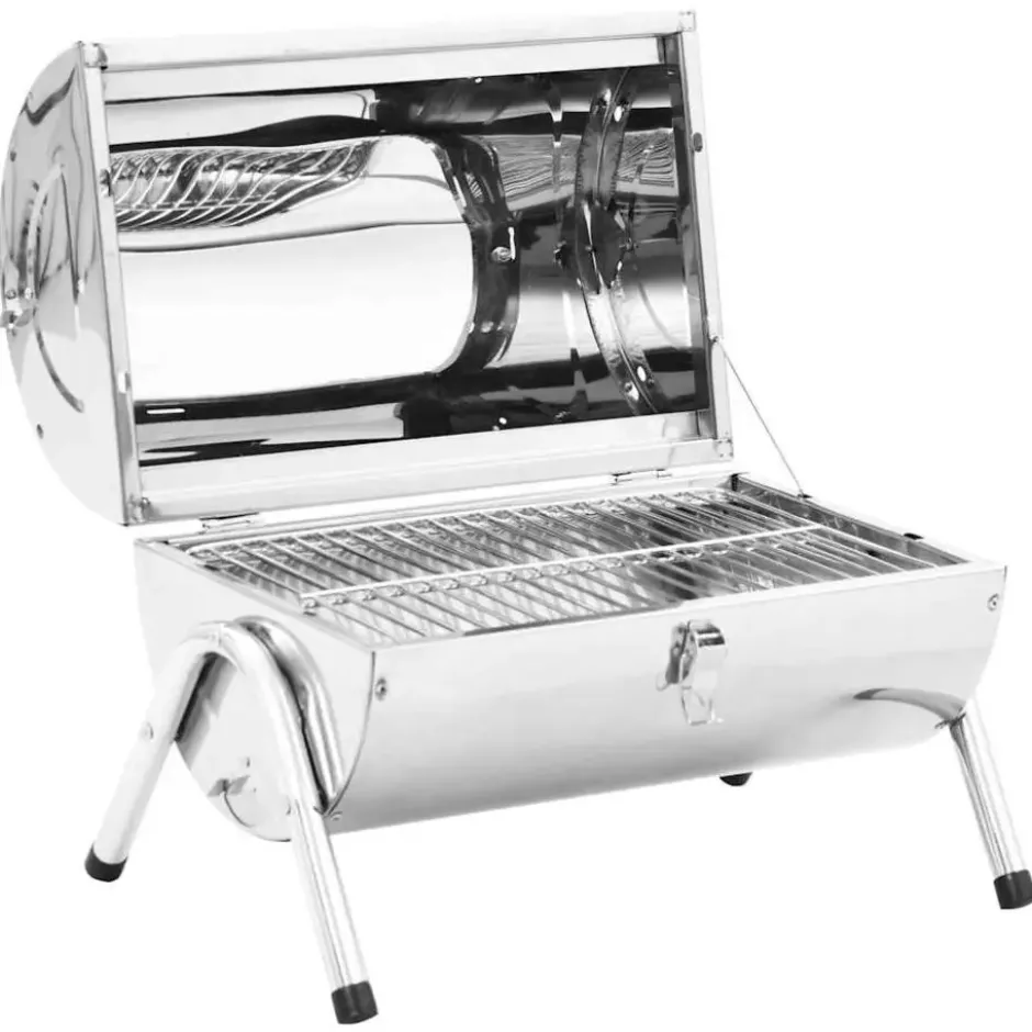 vidaXL - Draagbare Grill - Zilver - Roestvrij staal