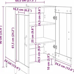 vidaXL - Dressoir Artisan Eiken 69,5x34x90 cm Bewerkt hout