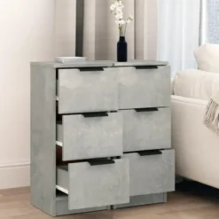 vidaXL - Dressoir - Grijs - Bewerkt hout - 2 stuks