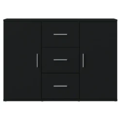 vidaXL - Dressoir met 2 deuren 3 lades - Zwart - Bewerkt hout -91x29.5x65 cm