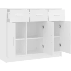 vidaXL - Dressoir met 3 deuren 3 lades - Wit - Bewerkt hout - 91x28x75 cm