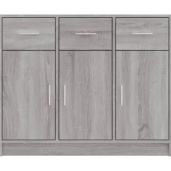 vidaXL - Dressoir met 3 deuren 3 lades - Grijs sonoma eiken - Hout - 91x28x75 cm