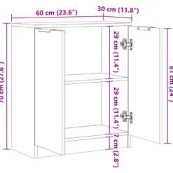 vidaXL - Dressoir met 2 deuren - Oud hout - Bewerkt hout - 60x30x70 cm