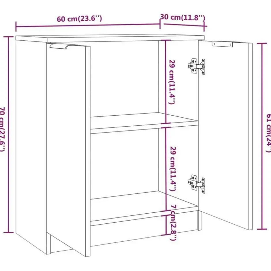vidaXL - Dressoir met 2 deuren - Sonoma eiken - Bewerkt hout - 60x30x70 cm