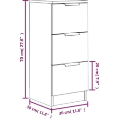 vidaXL - Dressoir met 3 lades - Sonoma eiken - Bewerkt hout - 30x30x70 cm
