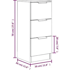 vidaXL - Dressoir met 3 lades - Wit - Bewerkt hout - 30x30x70 cm