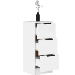 vidaXL - Dressoir met 3 lades - Wit - Bewerkt hout - 30x30x70 cm