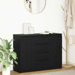 vidaXL - Dressoir met lades 100,5x35x76 cm spaanplaat zwart eikenkleurig